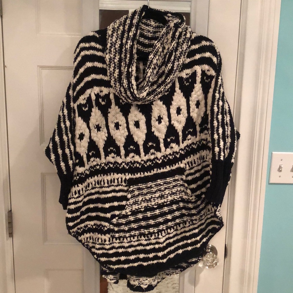 Freepeople black and white cowl neck sweater